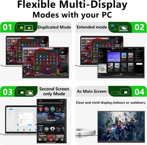 Miniatura 7 de Monitor portátil con pantalla táctil de 14 pulgadas, monitor vertical IPS HDR de 16:10 1920 × 1200, compatible con VESA, segunda pantalla USB-C