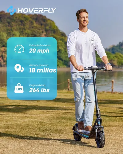 Miniatura 3 de HOVERFLY X1/X3/X5 Electric Scooter for Adults, Anti Flat 8.5"/10'' Solid Tire, Max 10/18/25 Miles Range and 15.5/20Mph Speed Power by 250W/500W Negro