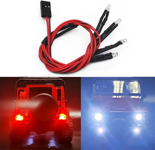 Miniatura 2 de RCHUBAM Luces LED delanteras y traseras para faros delanteros y traseros para 1/18 TRX4-M Defender RC Crawler
