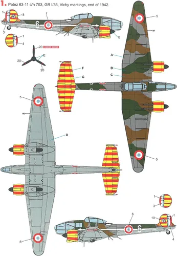 Miniatura 4 de Techmod 48087 1/48 Potez 63-11 French Fighter Wet Decal WWII w/Mask WWII