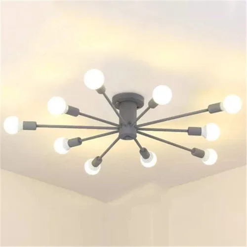 Miniatura 6 de RUNNUP Lámpara de techo Sputnik de montaje semiempotrado nórdico contemporáneo, colorido, 10 luces, lámpara de suspensión de metal para cocina, sala