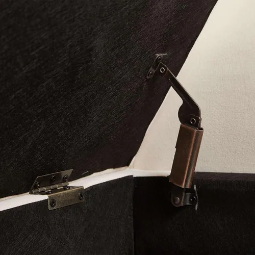 Miniatura 8 de Banco otomano tapizado de tela de terciopelo de 51.5 pulgadas con almacenamiento y brazos, asiento acolchado con patas de madera maciza, asiento