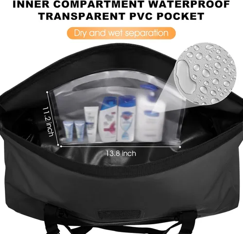 Miniatura 4 de OCKLILY Bolsa seca impermeable, bolsa trasera de motocicleta enrollable de 50 litros con válvula de aire y correas de fijación rápida, bolsas