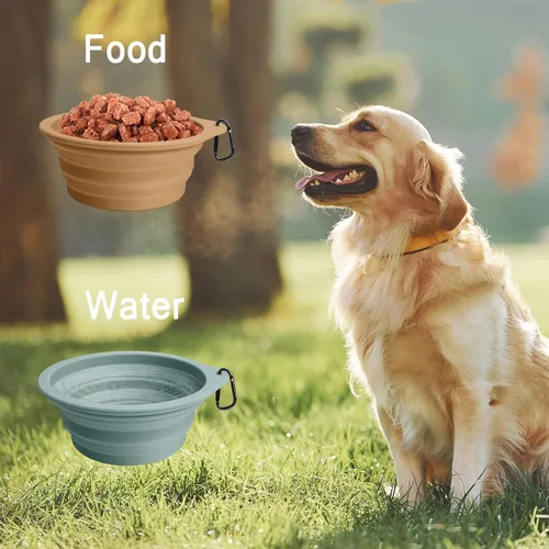 Miniatura 4 de PetBonus - 2 unidades de tazones plegables de silicona para perros, libres de BPA, aptos para lavavajillas, portátiles, plegables, expandibles