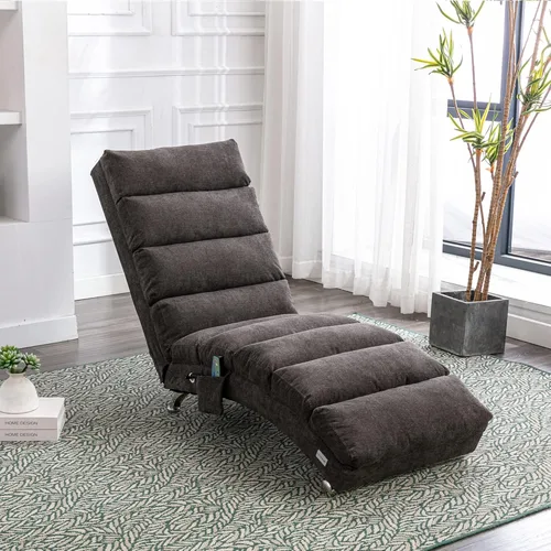 Miniatura 9 de Olela Tumbona de masaje de lino para interiores con control remoto, tumbona larga ergonómica para masaje eléctrico con 5 modos para oficina, sala