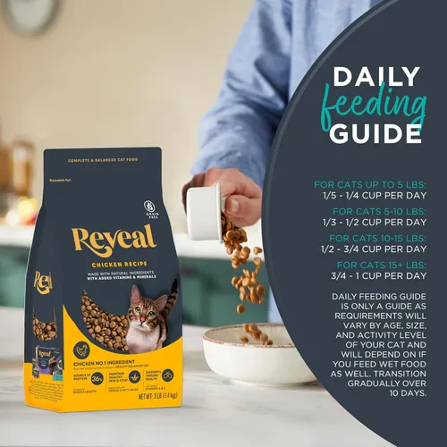 Miniatura 4 de Reveal Alimento seco natural para gatos, alto en proteínas, sin granos, con vitaminas y minerales añadidos, nutrición completa y equilibrada