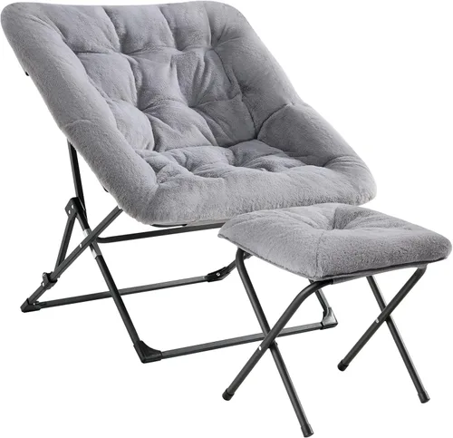 OAKHAM Cómoda silla para adultos, suave piel sintética plegable para dormitorio, sala de estar, dormitorio, silla de lectura flexible para