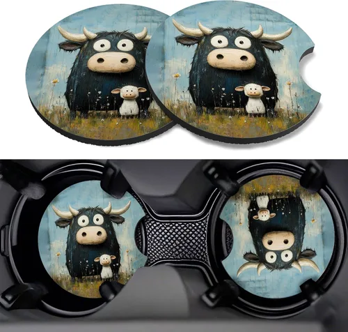 Miniatura 8 de Posavasos para automóvil, paquete de 2 posavasos para automóvil, 2.75 pulgadas, antideslizantes y absorbentes, para portavasos de automóvil