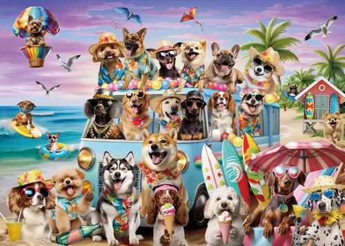 Miniatura 11 de Rompecabezas de animales divertidos de 1000 piezas para adultos, rompecabezas coloridos de perro, caballo, león, rompecabezas de elefante, panda