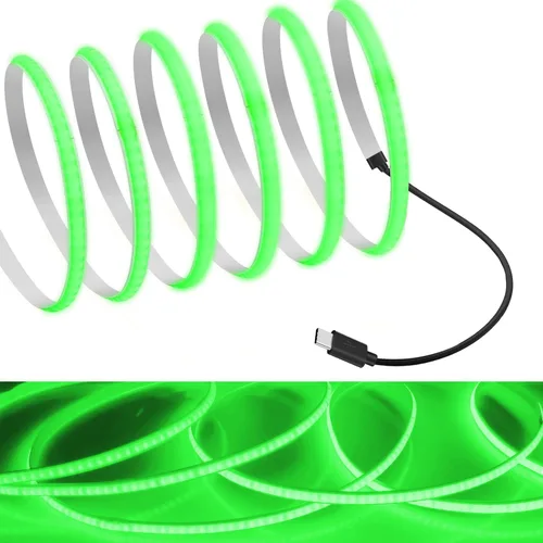 Miniatura 2 de MDee Tira de luces LED tipo C COB de 1.64 pies/1.6 ft - Flexible 0.197 in Oculta DC 5V Cinta LED con 320 LEDs/m para iluminación cálida (2700 K).
