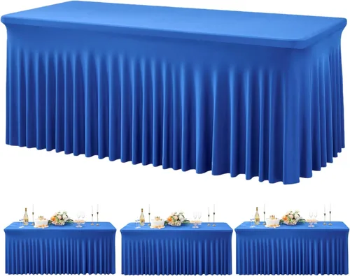 Miniatura 53 de Outpain - 4 paquetes de mantel de elastano de 6 pies para mesas plegables estándar - Mantel de mesa rosa bebé, protector de mesa para fiesta, boda