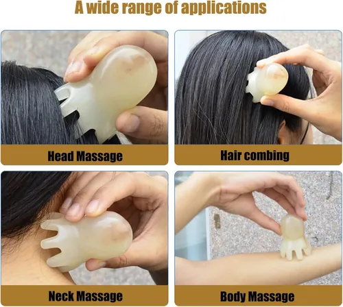Miniatura 3 de Masajeador de cuero cabelludo de pulpo, rascador de cabeza de 8 tentáculos, herramientas faciales Gua Sha para relajación de cabeza, cuerpo