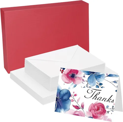 PATIKIL 25 juegos de tarjetas de acuarela de algodón puro de 140 lb/300 GSM, postales con sobres para pintura artística, notas de agradecimiento Rojo