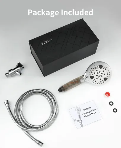 Miniatura 7 de Cabezal de ducha de mano con 9 modos para piel seca y cabello con boquilla de filtro de alta presión extraíble para limpiar azulejos, bañera