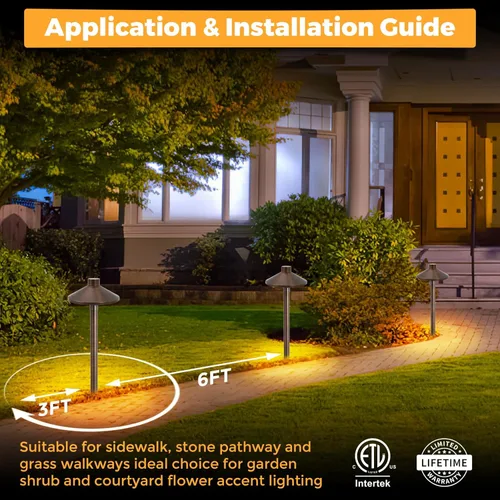 Miniatura 5 de Gardencoin Luces de camino de bajo voltaje de latón macizo (pantalla de 6.7 pulgadas, 21.9 pulgadas de alto), 12 V CA/CC luces LED resistentes