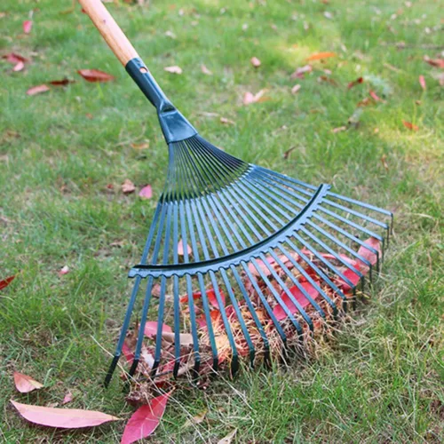 Miniatura 2 de Rastrillo de ventilador de acero mejorado de 16.5 in con 22 dientes para césped de jardín, patio y patios, rastrillo de hojas de alto carbono