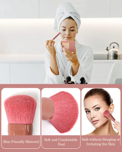 Miniatura 4 de PGRODE Mini juego de brochas de maquillaje de tamaño de viaje con estuche rígido y espejo integrado, 5 brochas pequeñas para cosméticos, kits