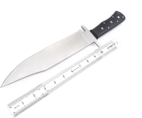 Miniatura 2 de Nooraki - Cuchillo de caza de espiga completa hecho a mano de 15 pulgadas con funda de cuero, cuchillo Bowie multiusos con mango de micarta
