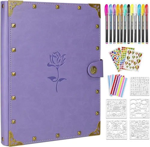 Álbum de recortes de cuero ZEEYUAN, regalo del Día de la Madre, álbum de recortes morado, regalo para abuela, libro de fotos para parejas, libro de