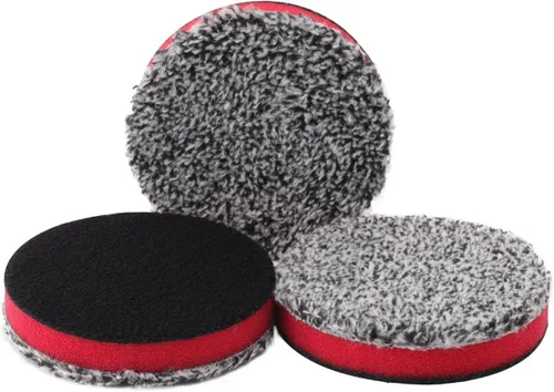 Miniatura 10 de SPTA Paquete de 10 almohadillas de corte de microfibra de 2 pulgadas, corte y pulido pesados, disco de acabado de microfibra para encerar y pulir