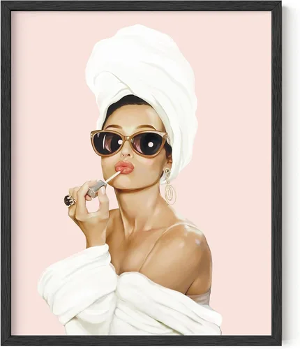 Miniatura 20 de HAUS AND HUES Arte de Pared de Audrey Hepburn – Póster Enmarcado Rosa, Decoración de Maquillaje Glamorosa, Impresión Vogue de Celebridad