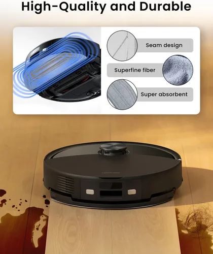 Miniatura 3 de Paquete de 4 almohadillas de trapeador de repuesto para aspiradora robot Roborock Q10 S5/Q10 S5+ – Paños de microfibra lavables a máquina