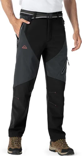 Miniatura 7 de YSENTO Pantalones de esquí con forro polar para hombre, impermeables, con aislamiento softshell, pantalones cargo para senderismo
