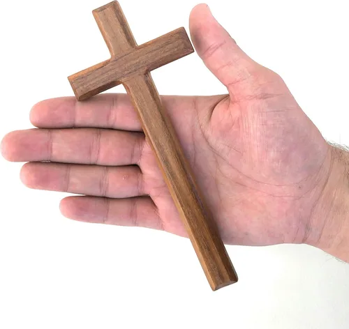 Miniatura 7 de St John the Baptist Orthodox Brotherhood Cruz de mano de madera simple y maciza, tamaño pequeño (pequeño)