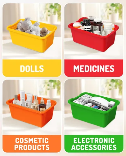 Miniatura 5 de GAMENOTE Contenedores de almacenamiento de 6 cuartos de galón con tapas, caja de plástico con pestillo para el aula y almacenamiento de juguetes