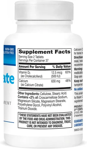 Miniatura 7 de 21st Century Citrate Plus D cápsulas máximas, 120 unidades, 27492, Cápsulas, 1