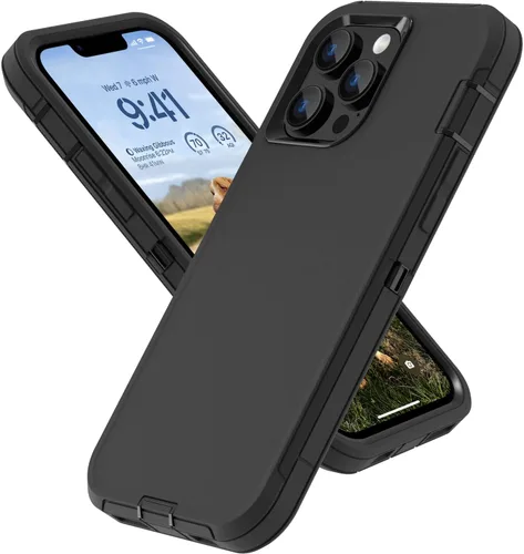 Sansunto Funda para iPhone 13 Pro, doble capa de protección de cuerpo completo para hombres y mujeres, funda de goma de silicona no incorporada,