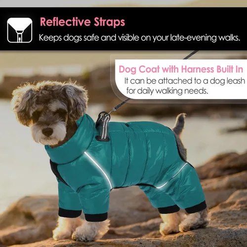Miniatura 4 de AOFITEE Abrigo para Perros, Chaqueta Impermeable para Perros para Invierno, Traje de Nieve Cálido de Cuerpo Completo para Perros, Abrigo de Invierno
