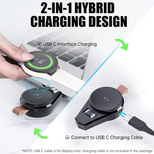 Miniatura 3 de Cargador portátil para Samsung Galaxy Watch 7/8, cargador de viaje USB-C 2 en 1 compatible con Galaxy Watch 8/7/6/6 Classic/5 Pro/4/3, carga