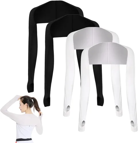 Miniatura 26 de 4 fundas de chal de enfriamiento con agujeros para los dedos, chal de enfriamiento para mujer, fundas de brazo anti UV, transpirables y cómodas