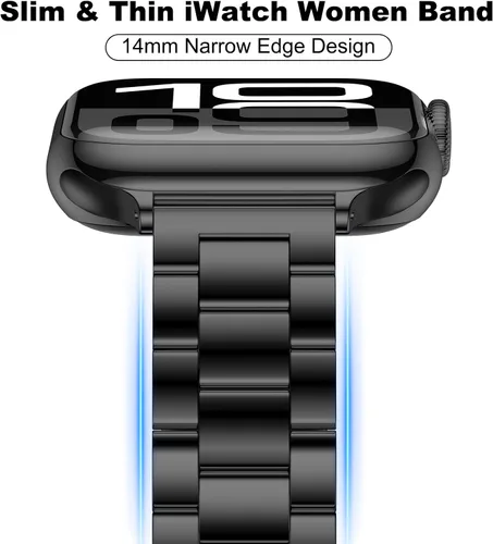 Miniatura 2 de Correa delgada compatible con Apple Watch de 1.654 in 1.811 in 1.614 in 1.772 in 1.575 in 1.732 in 1.496 in, pulsera de lujo delgada y ligera
