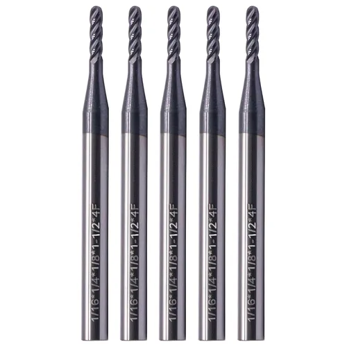 Miniatura 12 de BestParts 5 fresas de punta de bola de carburo sólido de alto rendimiento, revestimiento AlTiN, 4 flautas, hélice de 30 grados, diámetro de corte