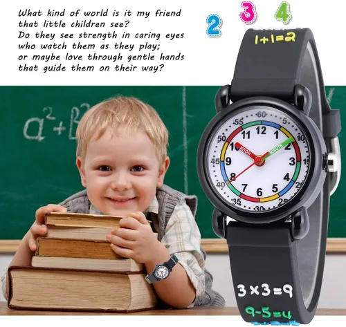 Miniatura 6 de Jewtme Lindos relojes para niños pequeños de 3 a 8 años, reloj analógico de dibujos animados con banda de silicona 3D para niñas y niños pequeños