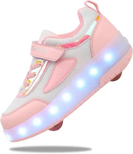 Miniatura 20 de Zapatos para niños con ruedas - 4 en 1 Zapatos con ruedas iluminados con luces LED recargables por USB para regalos de Navidad y escuela