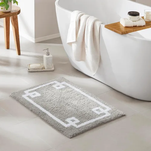 Miniatura 3 de Madison Park Evan Alfombra de Baño de Algodón con Mechones Lavable, Alfombras de Baño Sólidas de Lujo, 20" x 30", Gris