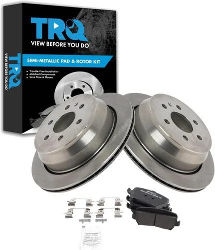 Miniatura 68 de TRQ Juego de pastillas de freno semimetálicas traseras y rotores compatibles con Chevrolet Trailblazer 02-06 Trailblazer EXT 04-06 SSR 02-07 GMC