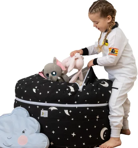 Miniatura 13 de SMART WALLABY Silla Puf de Almacenamiento para Animales de Peluche 2 Tamaños en 1 Organizador de Juguetes de Peluche para Niños 100% Algodón
