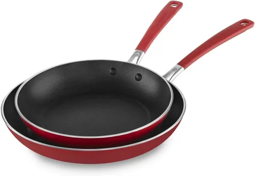 Miniatura 6 de KitchenAid Sartenes antiadherentes de aluminio de 10 y 12 pulgadas, paquete doble, sartenes para freír con base de acero inoxidable 4.0 de calibre