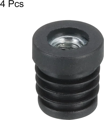 Miniatura 3 de Uxcell 4 piezas de insertos roscados M8 para tubo redondo de 0.748 in/0.75 pulgadas, insertos de plástico negro para tapas de extremos de silla