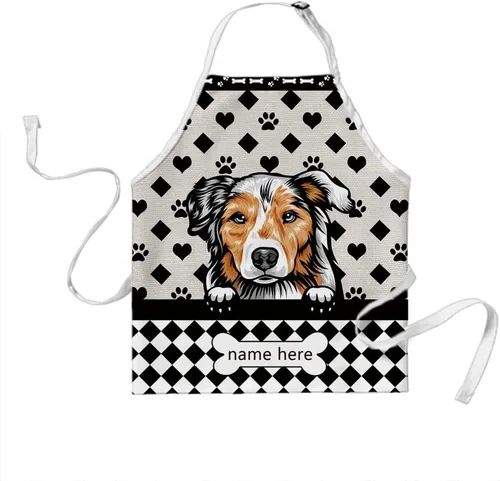 Miniatura 8 de Delantal de aseo de perros de lunares personalizado lindo perro Airedale, rojo (Airedale)