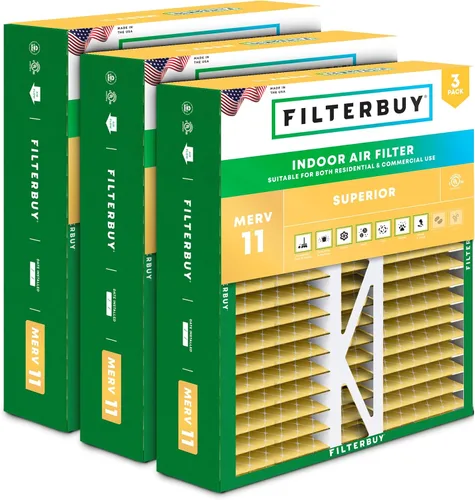 Miniatura 20 de Filterbuy Filtro de aire MERV 11 de 10 x 17 x 2 pulgadas para defensa de mascotas y alergias (paquete de 3), filtros exteriores plisados