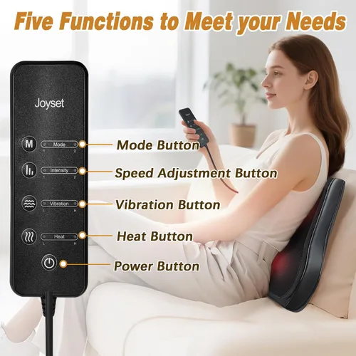 Miniatura 5 de Joyset - Masajeador de espalda con calor, cojín para silla Shiatsu para espalda baja Upper & Lower Back 2-Level Heat, 16 Nodes Bidirectional Deep