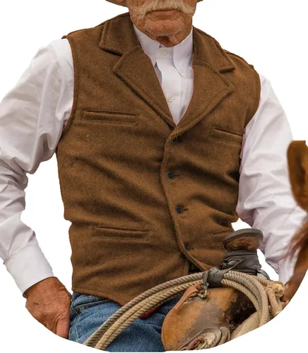 Chalecos de tweed para hombre envejecidos de caza, chalecos de espiga para boda, retro, casual, lana, negocios, XS-4XL