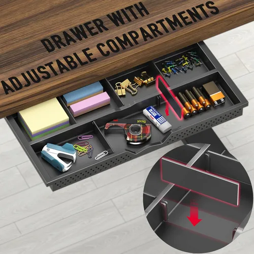 Miniatura 4 de SHW Escritorio de pie eléctrico de altura ajustable de 40 pulgadas con cajón, preajuste de memoria y bandeja de gestión de cables, nogal