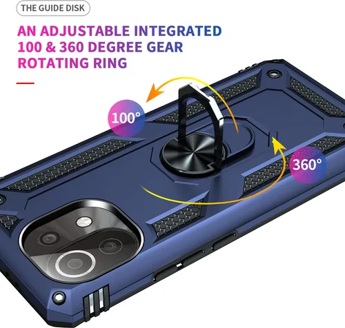Miniatura 3 de Funda para Xiaomi Mi 11 lite 5G con protector de pantalla, híbrida resistente a prueba de golpes, armadura militar, defensor, cubierta trasera Azul