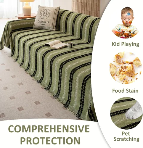 Miniatura 123 de VClife Fundas de sofá bohemio de felpilla para sofá seccional, fundas de sofá suaves y antideslizantes para sofá de 2 cojines, protector de muebles